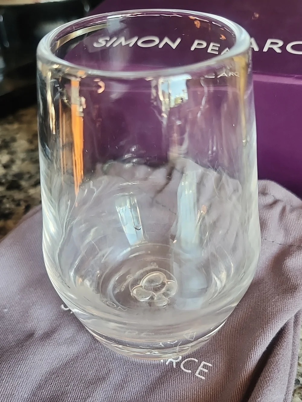 Simon Pearce Clear Bristol Stemless Tumbler With Box & Pouch